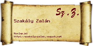Szakály Zalán névjegykártya